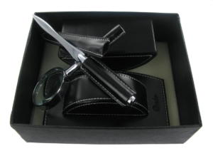 Duke Bibularz+lup+nóż w opawie ze skóry eko w opak